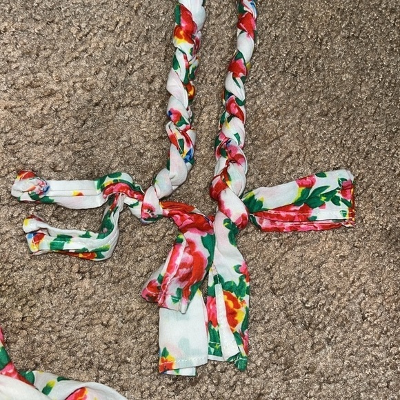 RHODE Lea Gathered Cotton Poplin Tiered Tie-Waist Midi Dress Floral White Dazzle - Picture 11 of 13